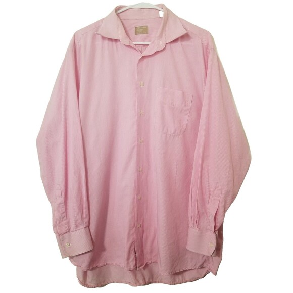 Gitman Gold Button Down shirt Mens 16.5 Pink White Striped 34 Long Sleeve - Picture 1 of 7